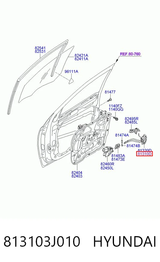 813103J010 Hyundai/Kia Замок двери водителя