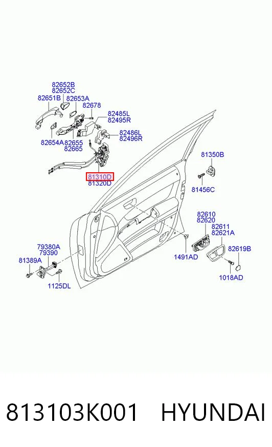 813103K001 Hyundai/Kia Замок двери водителя