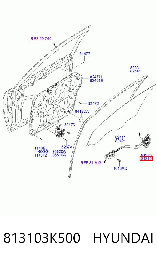813103K500 Hyundai/Kia Замок двери водителя