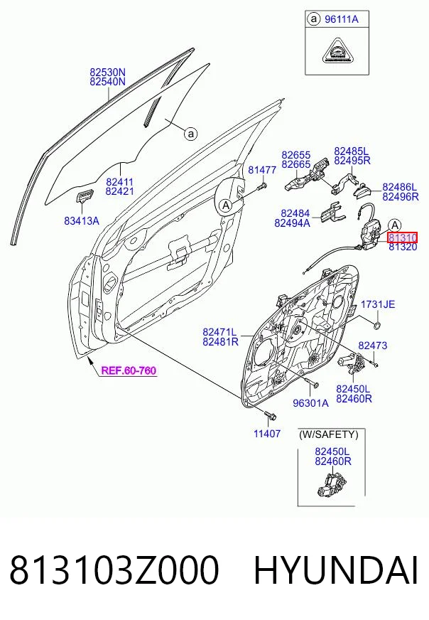 813103Z000 Hyundai/Kia Замок двери водителя