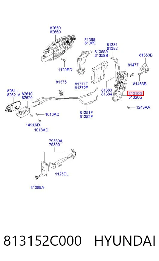 813152C000 Hyundai/Kia Замок двери водителя