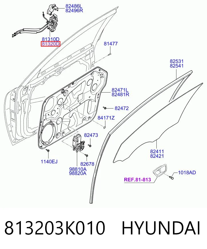 813203K010 Hyundai/Kia Внутренний дверной замок