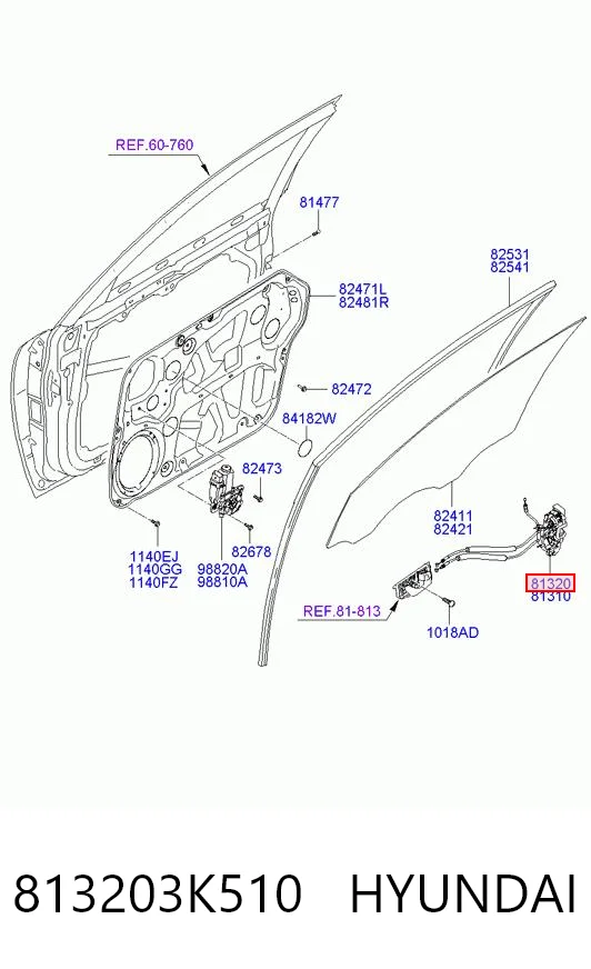 813203K510 Hyundai/Kia Внутренний дверной замок