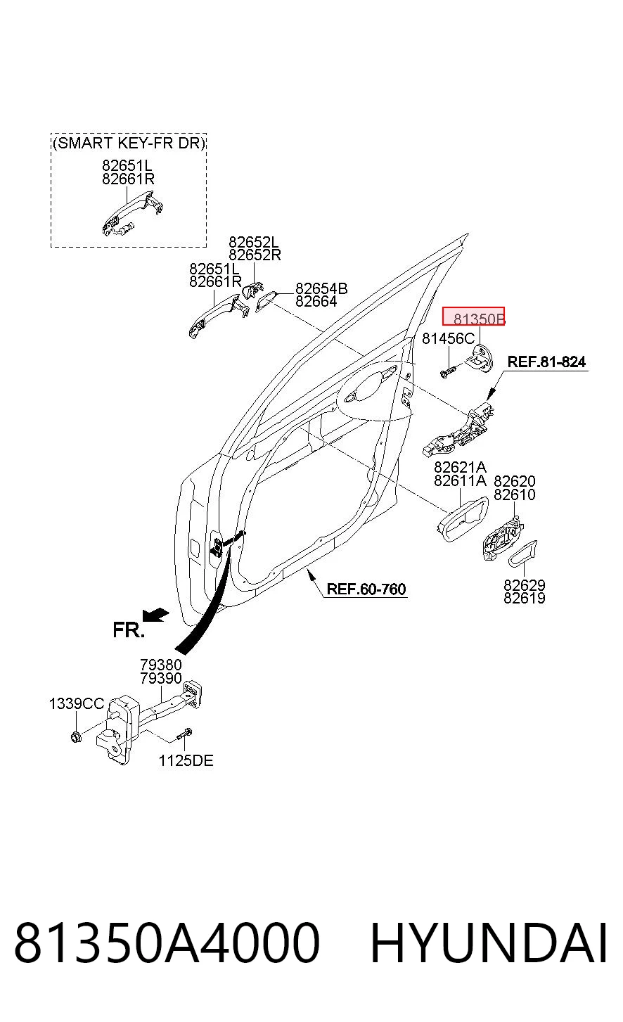 81350A4000 Hyundai/Kia Фиксатор/петля (зацеп) замка двери передней
