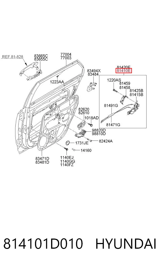 814101D010 Hyundai/Kia Замок двери задней левой