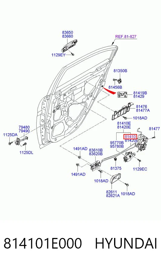 814101E000 Hyundai/Kia Замок двери задней левой