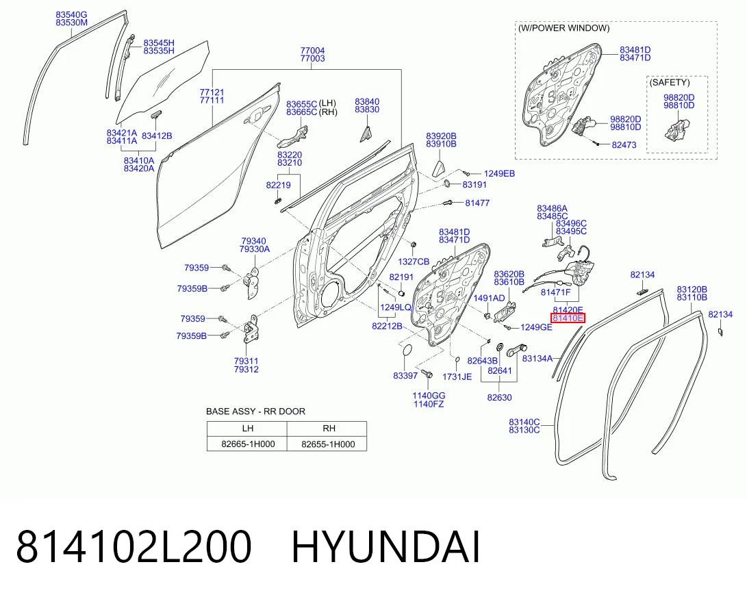 814102L200 Hyundai/Kia Замок двери задней левой