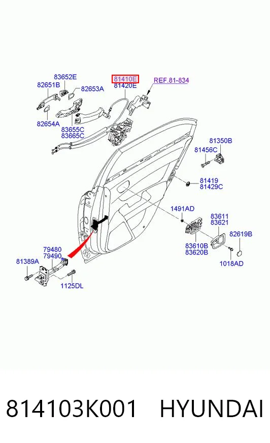 814103K001 Hyundai/Kia Замок двери задней левой