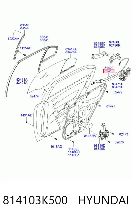 814103K500 Hyundai/Kia Замок двери задней левой