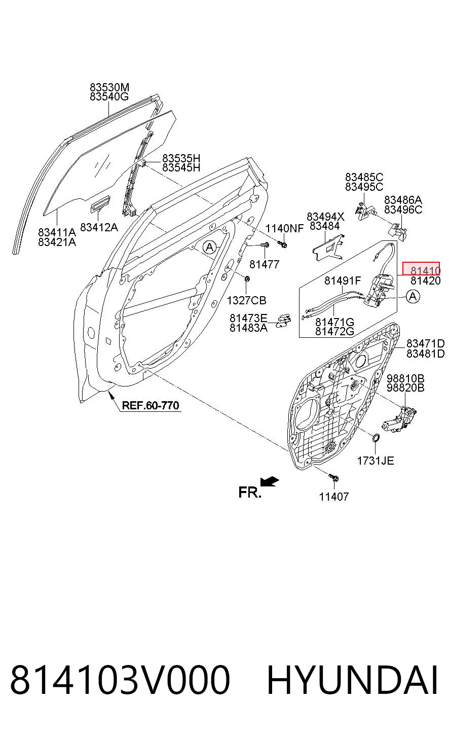 814103V000 Hyundai/Kia Замок двери задней левой