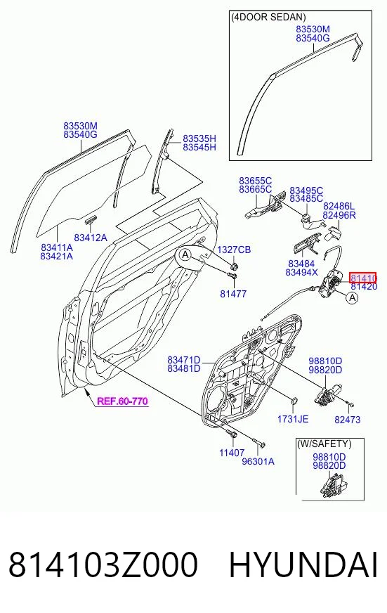 814103Z000 Hyundai/Kia Замок двери задней левой