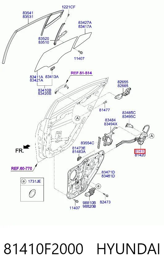 81410F2000 Hyundai/Kia Замок двери задней левой