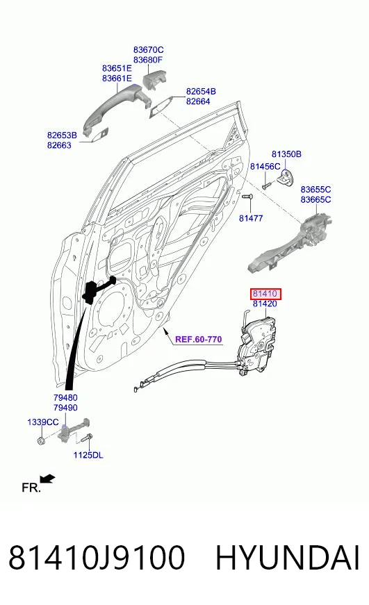 81410J9100 Hyundai/Kia Замок двери задней левой