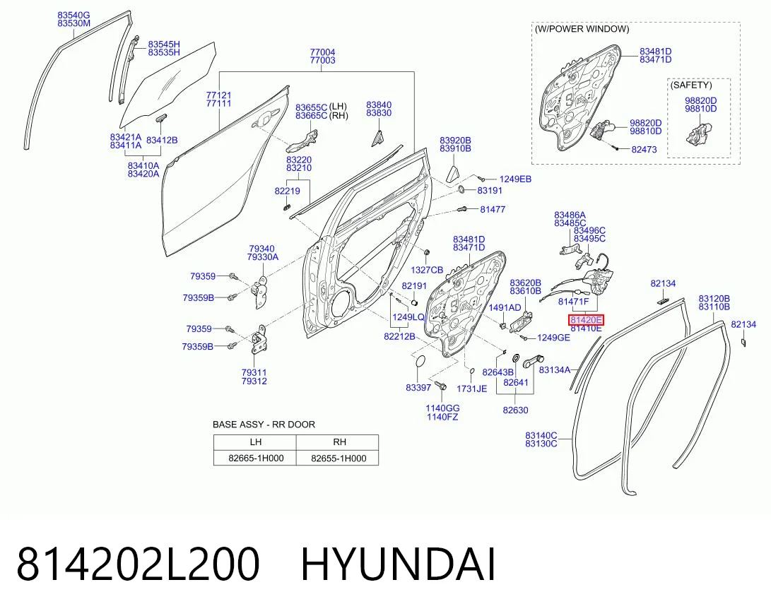 814202L200 Hyundai/Kia Замок двери задней правой