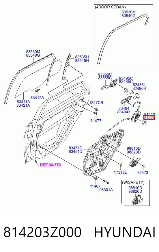 814203Z000 Hyundai/Kia Замок двери задней правой