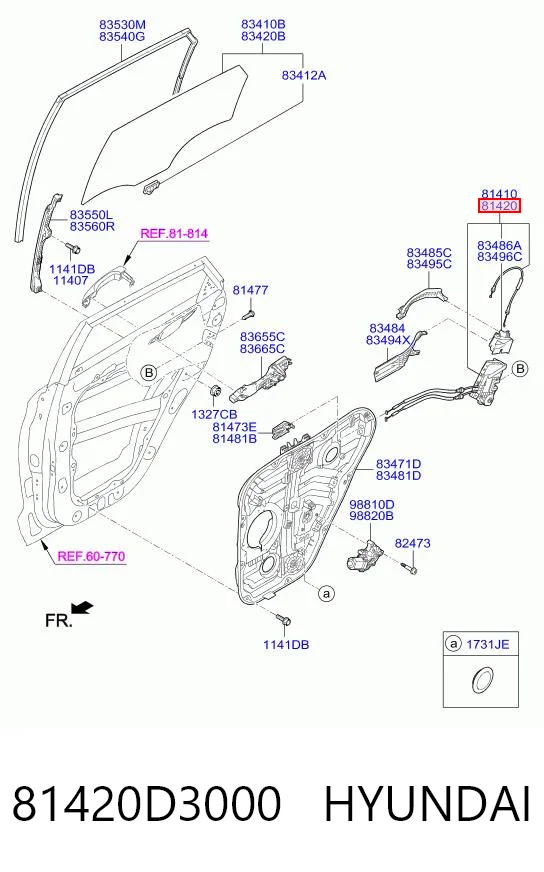 81420D3000 Hyundai/Kia Замок двери задней правой