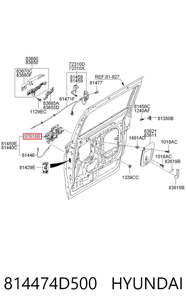 814474D500 Hyundai/Kia Механиз привода управления дверьми