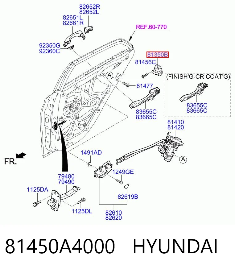 81450A4000 Hyundai/Kia Фиксатор/петля (зацеп) замка двери передней