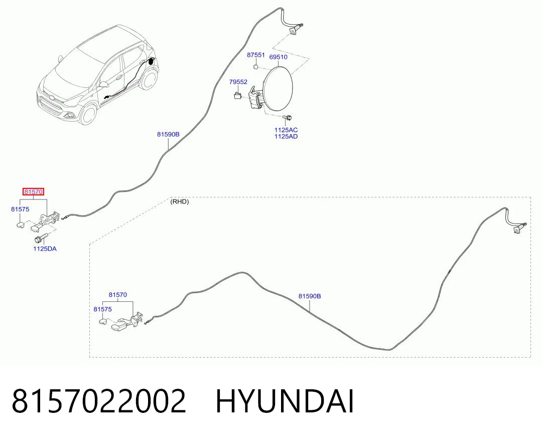 8157022002 Hyundai/Kia Ручка открывания замка (лючка) бензобака