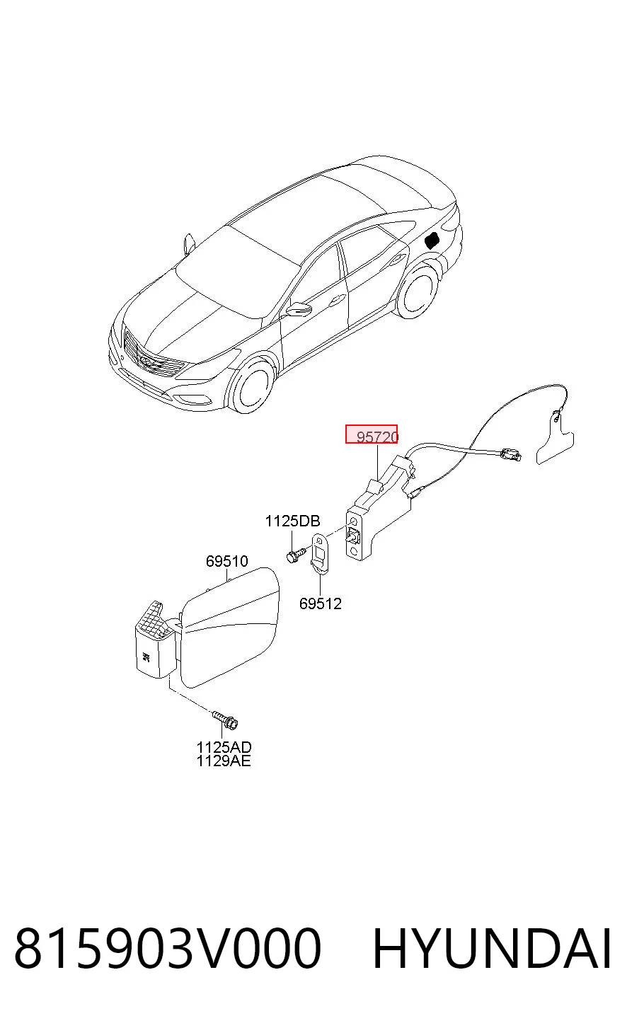 815903V000 Hyundai/Kia Трос открывания лючка бензобака