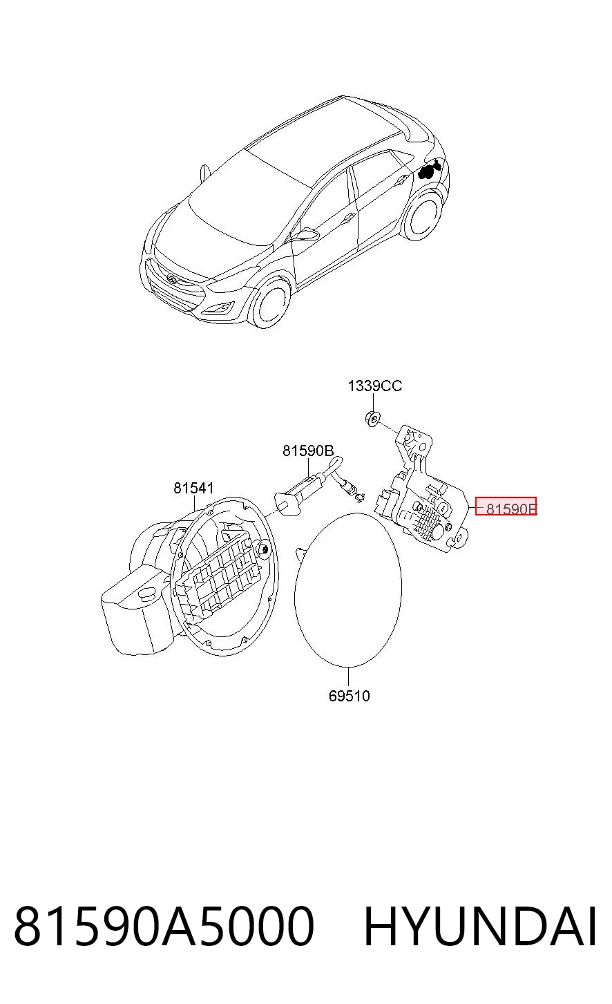 81590A5000 Hyundai/Kia Мотор-привод открытия лючка бака