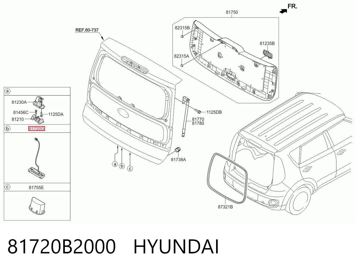 81720B2000 Hyundai/Kia Ручка крышки багажника/3-й/(5-й) двери, наружная