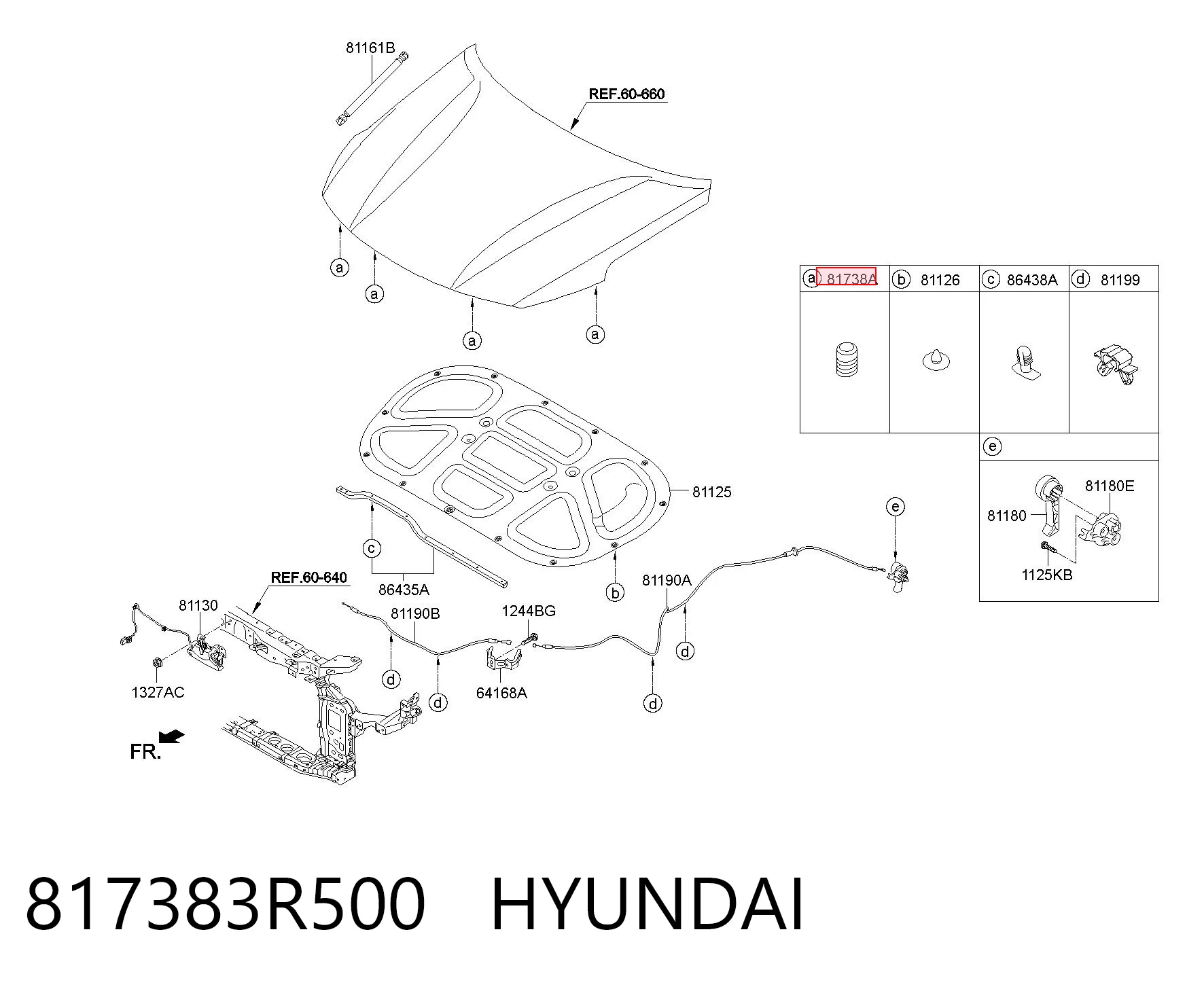 817383R500 Hyundai/Kia Буфер/отбойник капота