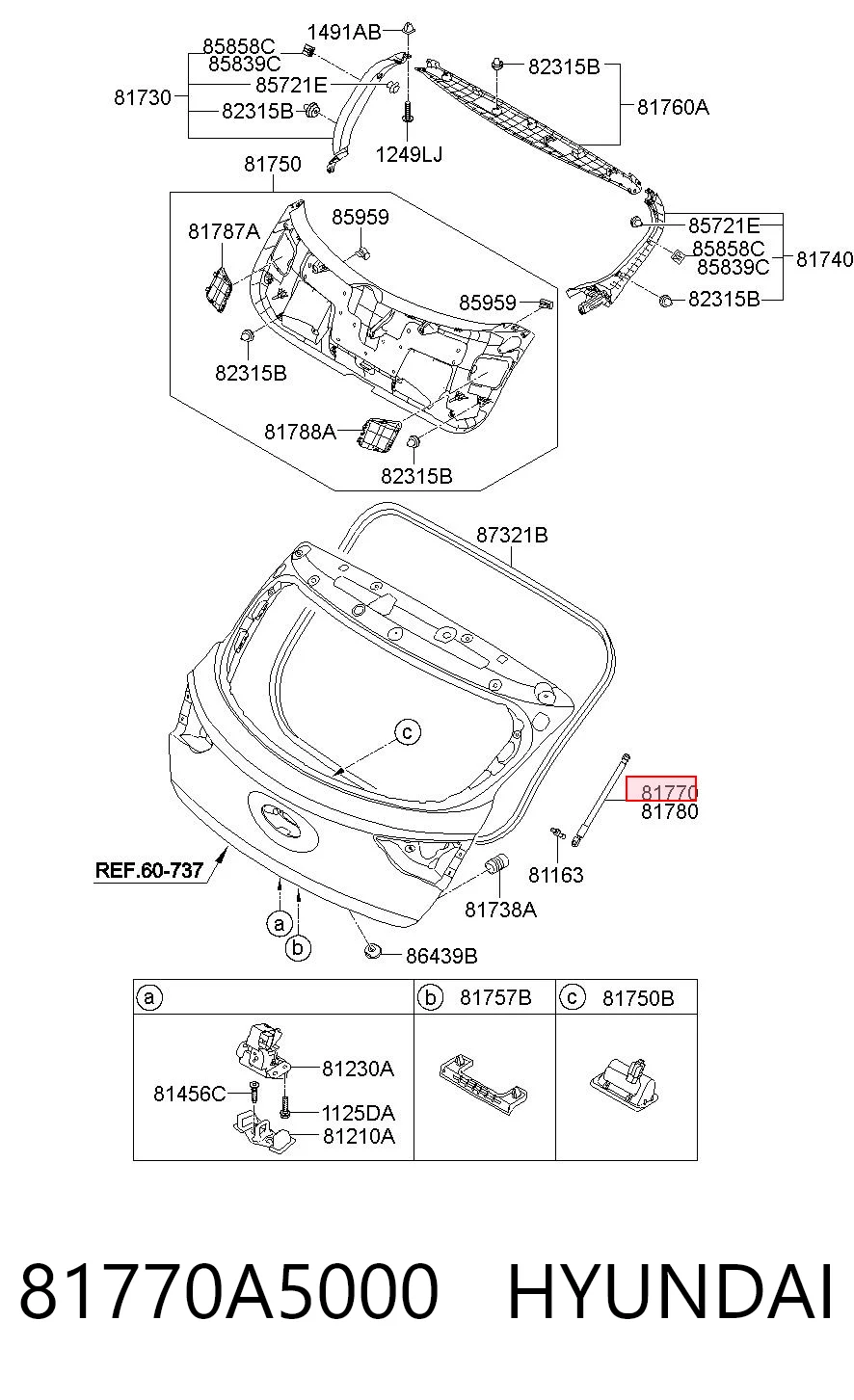 81770A5000 Hyundai/Kia Амортизатор крышки багажника