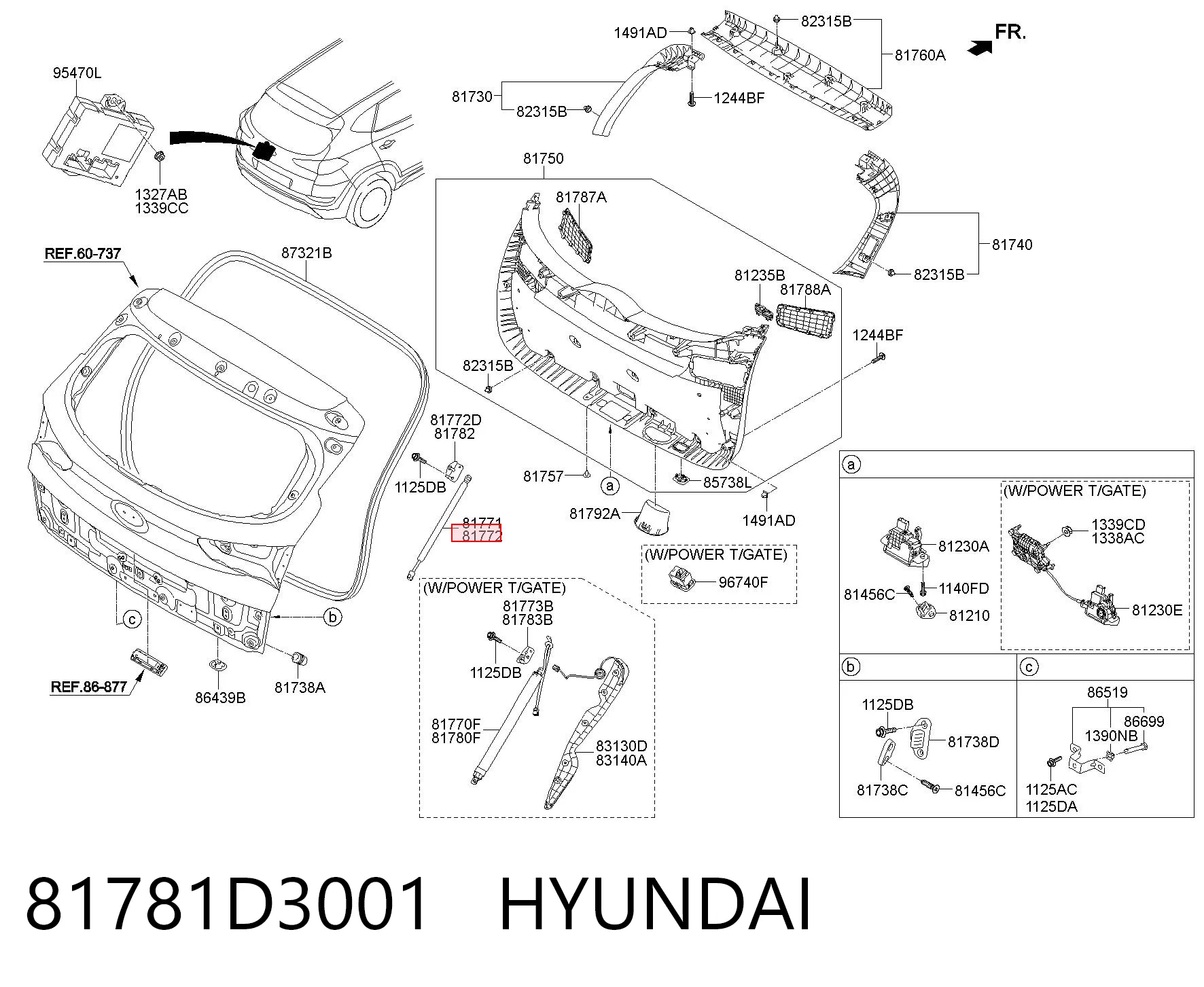 81781D3001 Hyundai/Kia Амортизатор крышки багажника