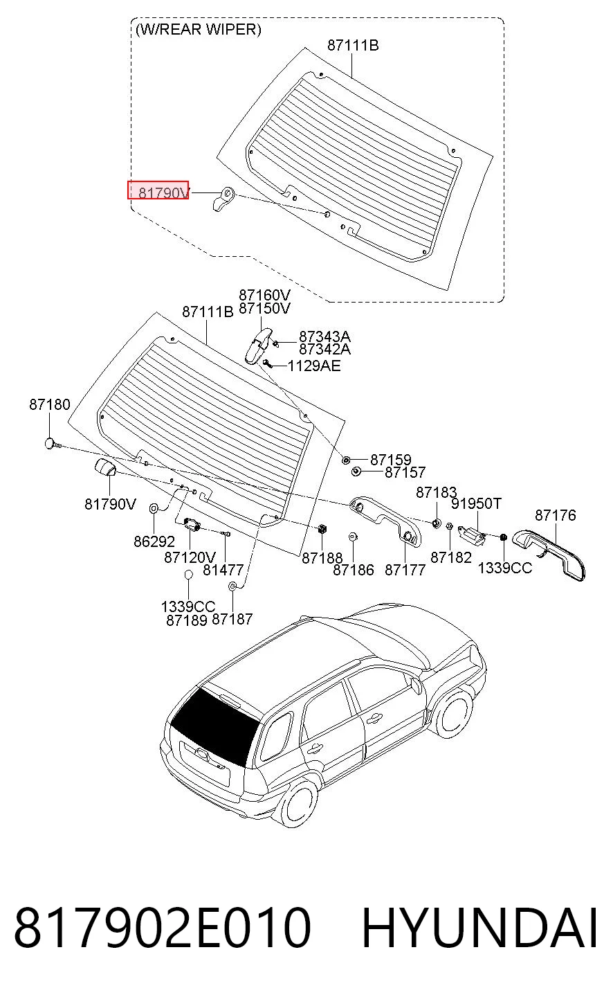 817902E010 Hyundai/Kia Ручка стеклоподъемника заднего