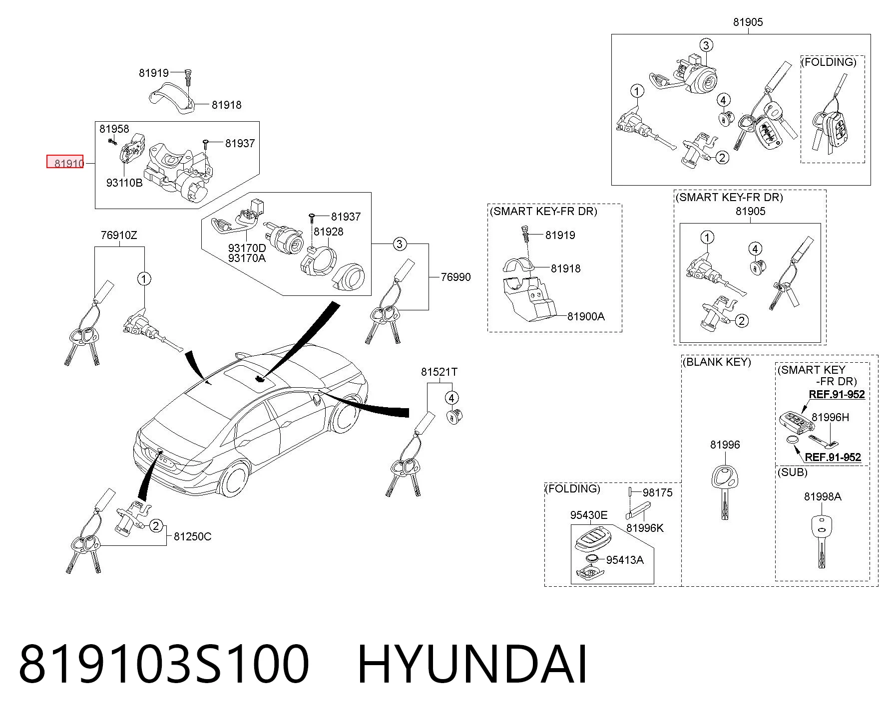 819103S100 Hyundai/Kia Замок зажигания