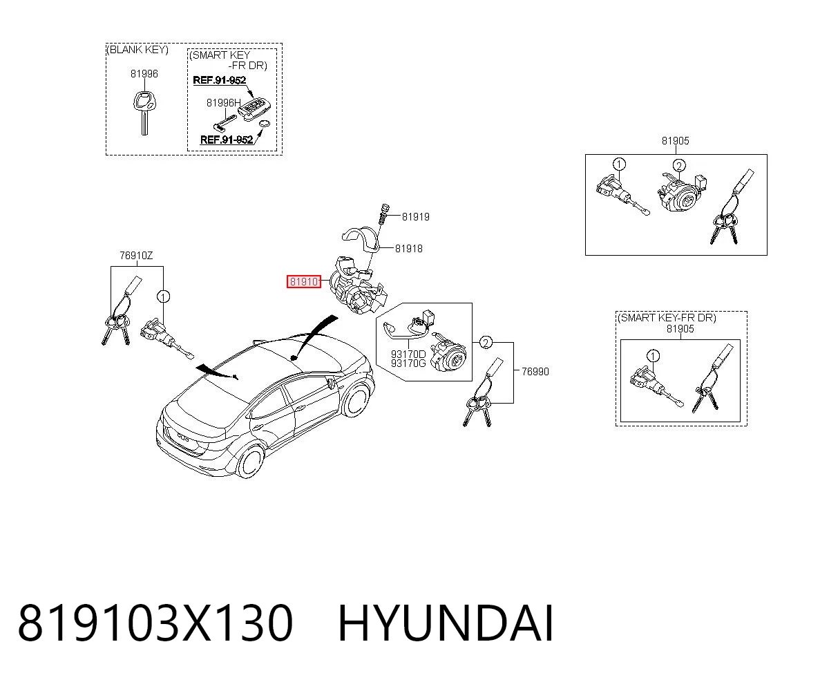 819103X130 Hyundai/Kia Замок зажигания