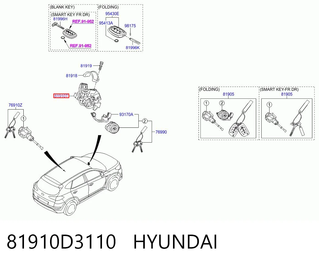 81910D3110 Hyundai/Kia Замок зажигания
