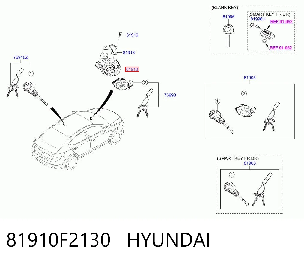 81910F2130 Hyundai/Kia Замок зажигания