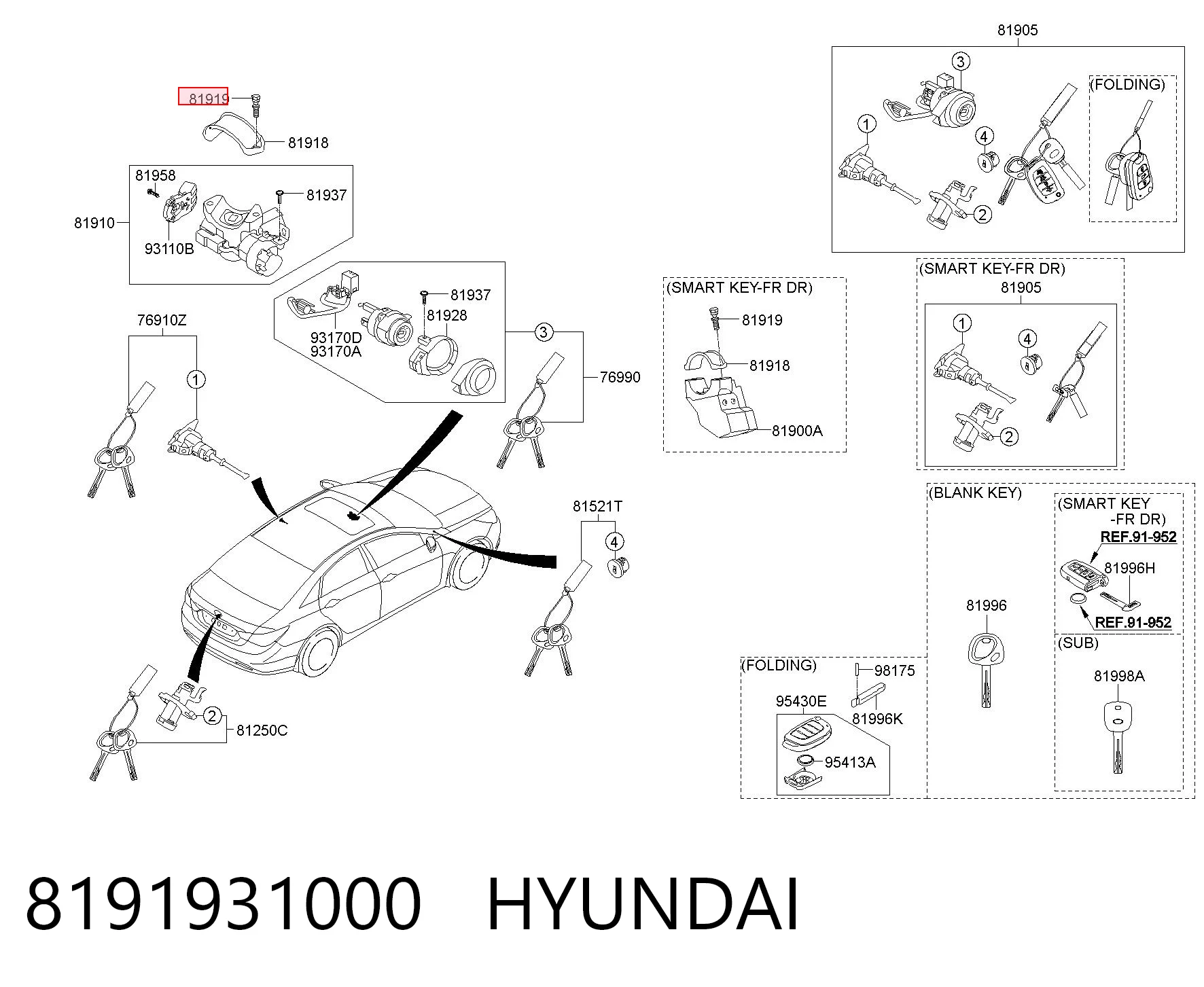 8191931000 Hyundai/Kia Болт (гайка) крепежа