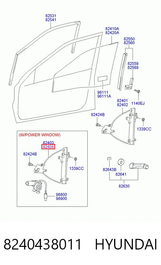 8240438011 Hyundai/Kia Механизм подъема стекол