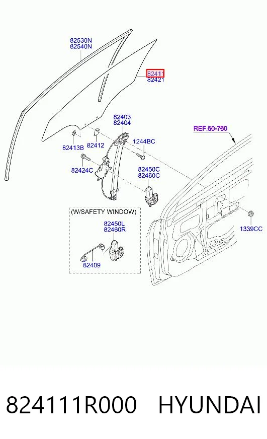 4148LGNH5FD XYG Стекло двери передней левой