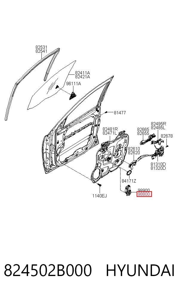 824502B000 Hyundai/Kia Мотор стеклоподъемника двери передней, левой