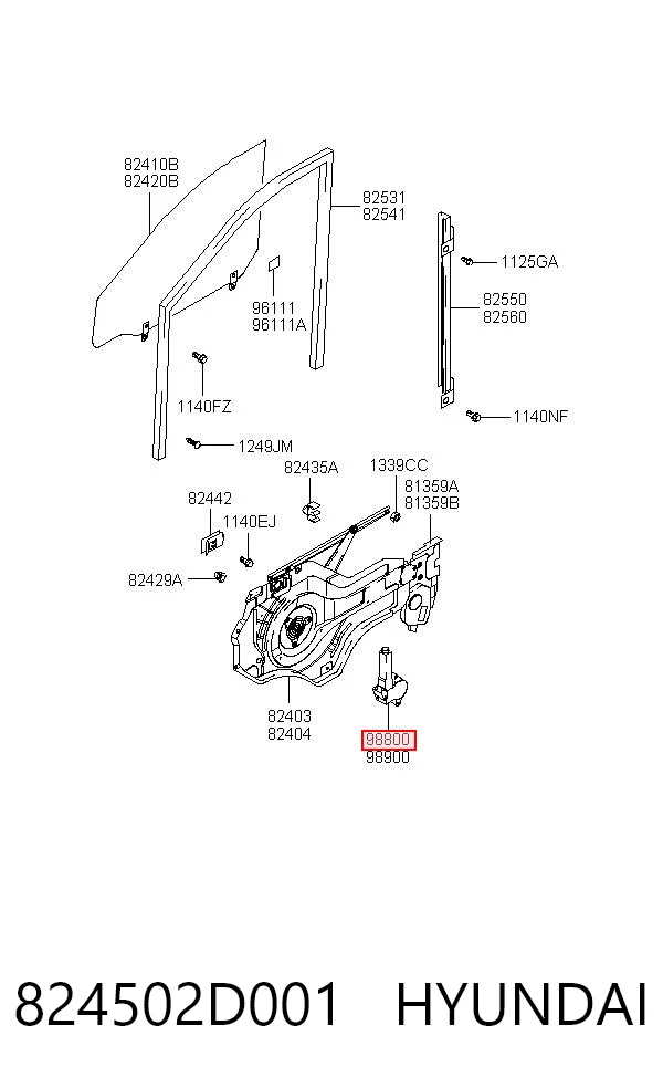 824502D001 Hyundai/Kia Мотор стеклоподъемника двери передней, левой