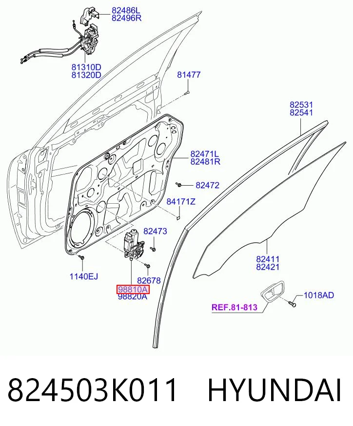 824503K011 Hyundai/Kia Привод электростеклоподъемника передний