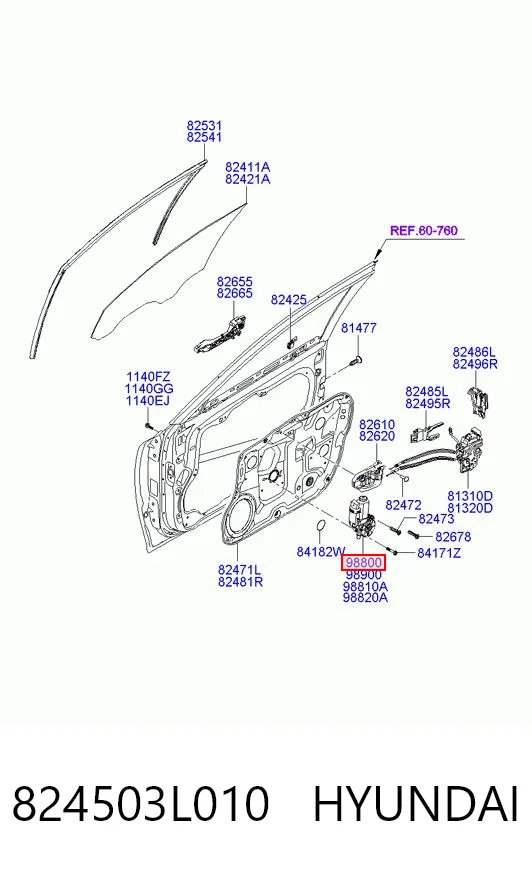 824503L010 Hyundai/Kia Мотор стеклоподъемника двери передней, левой
