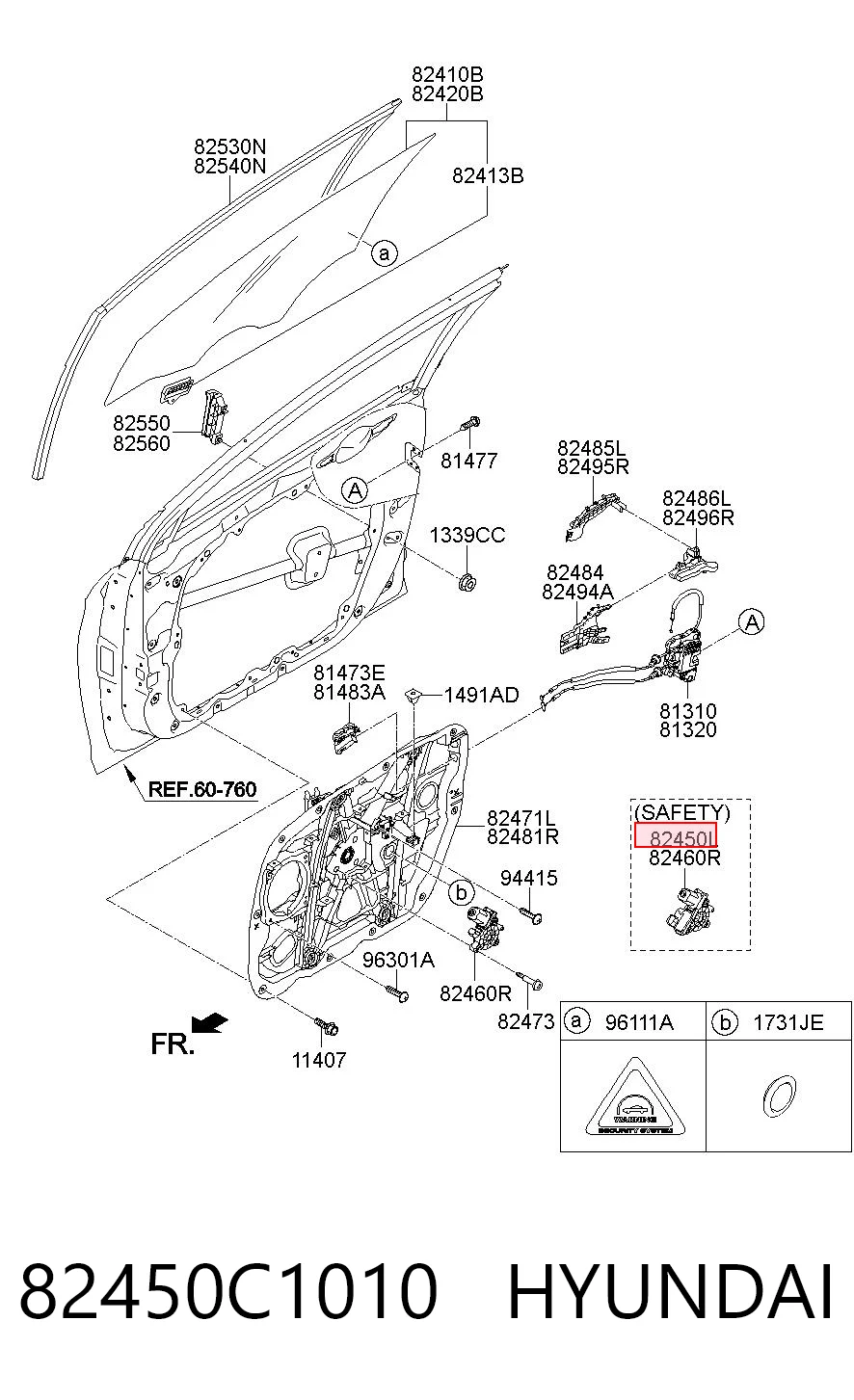 82450C1010 Hyundai/Kia Мотор стеклоподъемника двери передней, левой