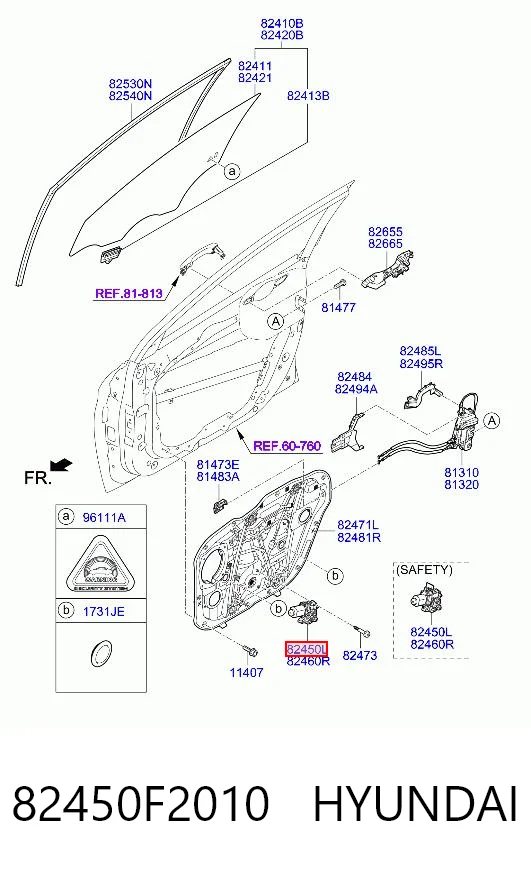 82450F2010 Hyundai/Kia Мотор стеклоподъемника двери передней, левой