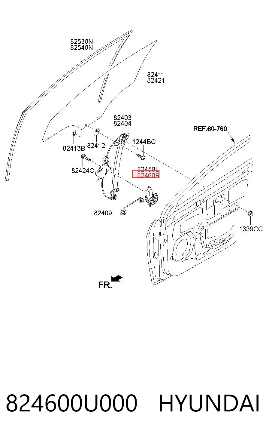 824600U000 Hyundai/Kia Мотор стеклоподъемника двери передней правой