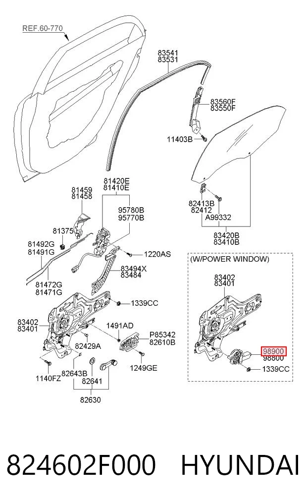 824602F000 Hyundai/Kia Мотор стеклоподъемника двери передней правой