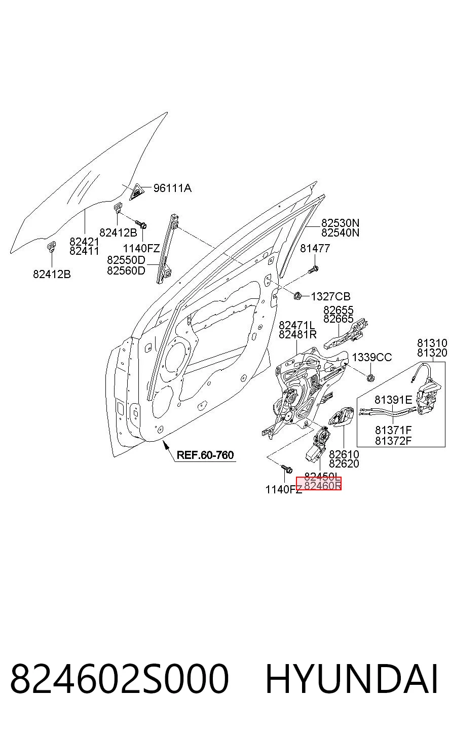824602S000 Hyundai/Kia Механизм подъема стекол