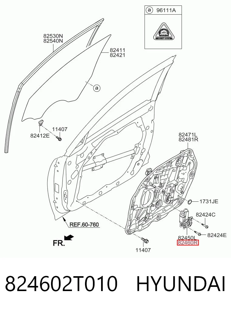 824602T010 Hyundai/Kia Мотор стеклоподъемника двери передней правой