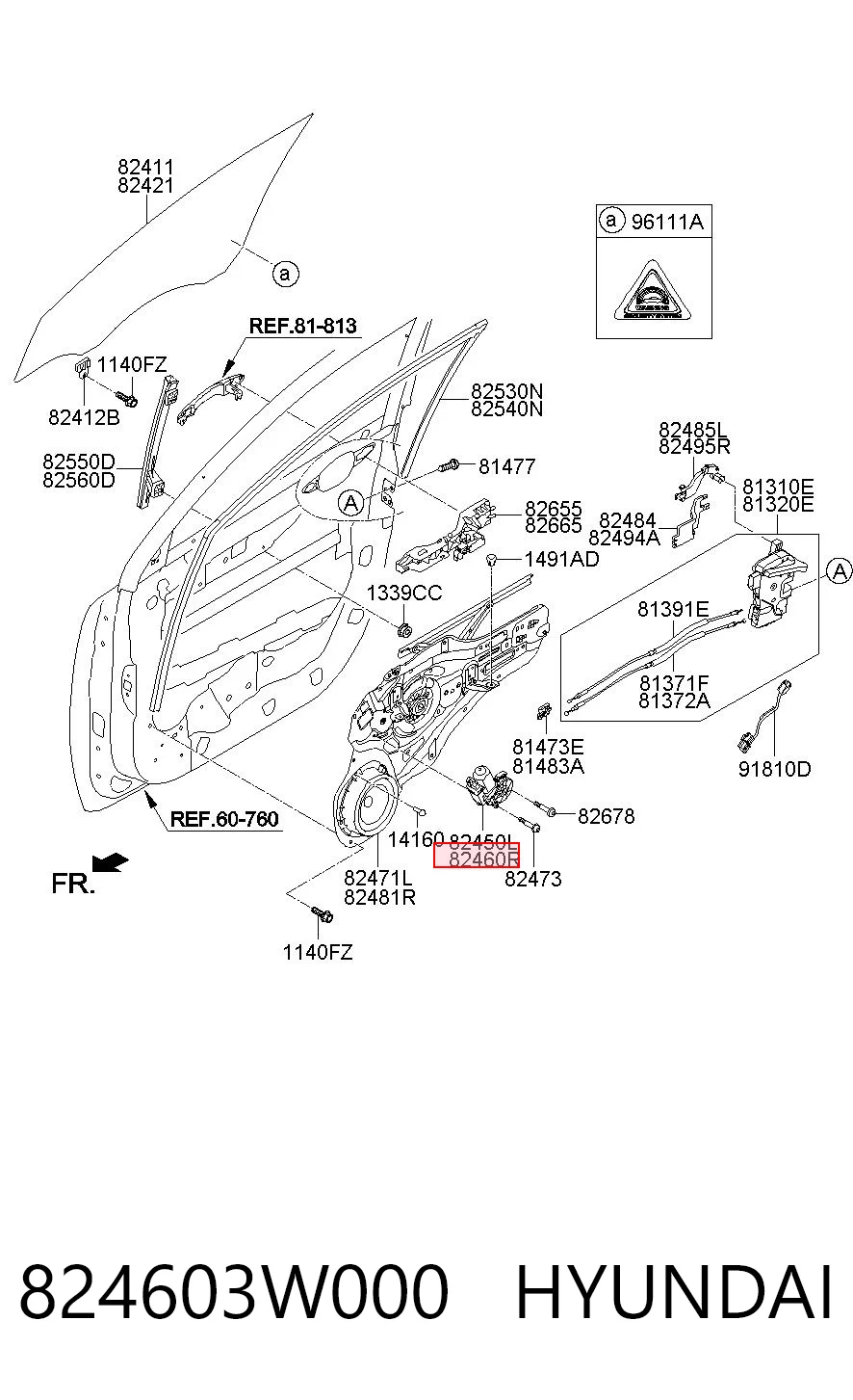 824603W000 Hyundai/Kia Мотор стеклоподъемника двери передней правой