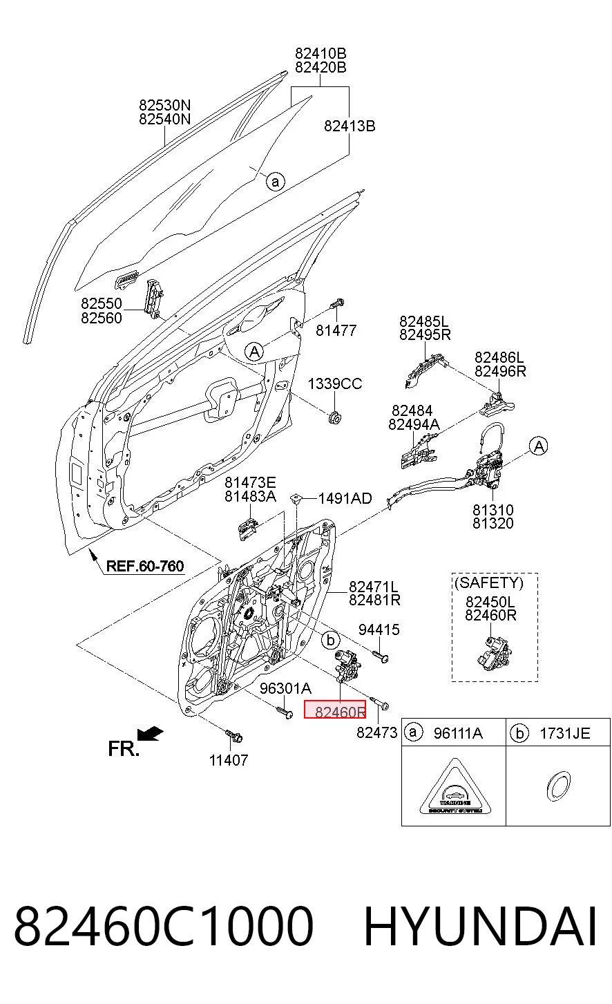 82460C1000 Hyundai/Kia Мотор стеклоподъемника двери передней правой