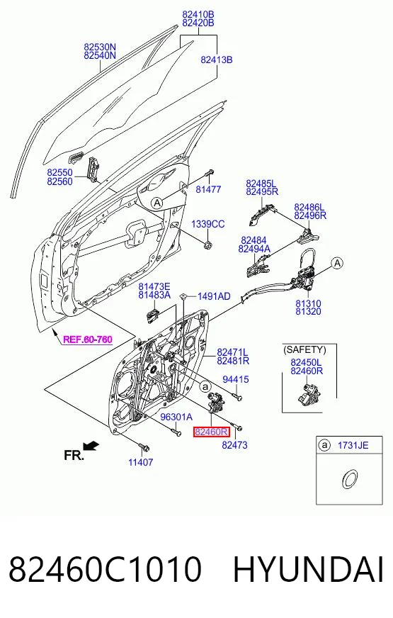 82460C1010 Hyundai/Kia Мотор стеклоподъемника двери передней правой